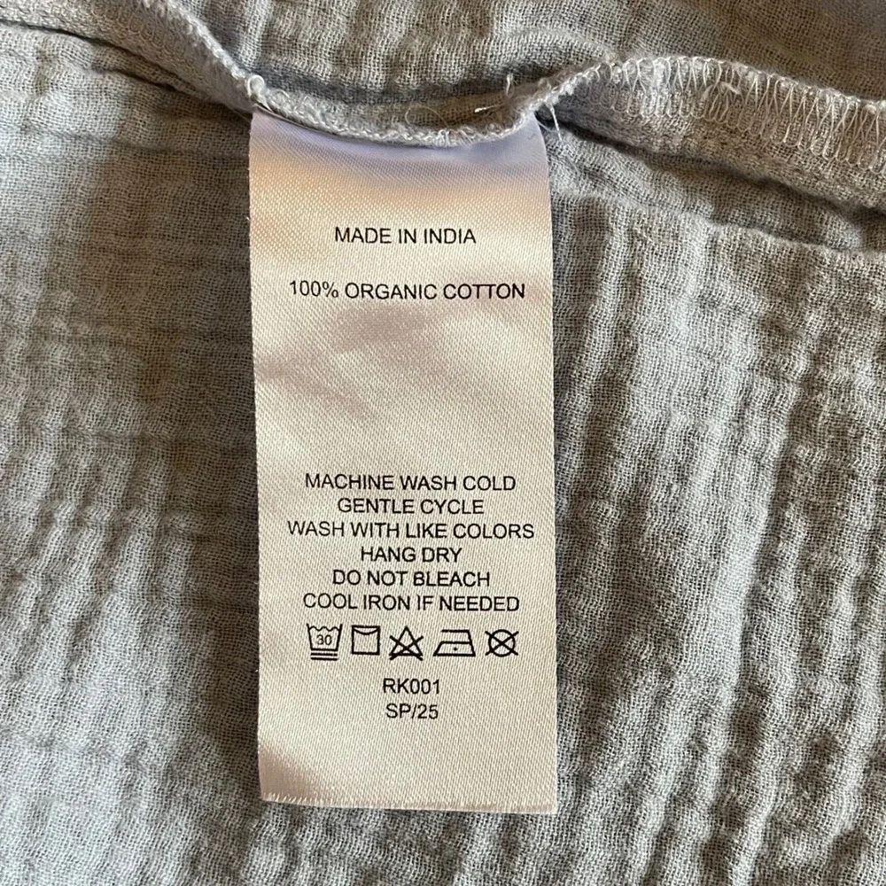 Quince Organic Cotton Gauze Maternity Smocked Ruffle Midi Dress Cream Breeze S - Picture 5 of 6